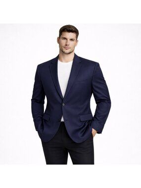 Calvin Klein NWT  50R Mens Slim Fit Navy Blue Suit Jacket Blazer 2-Button Classi